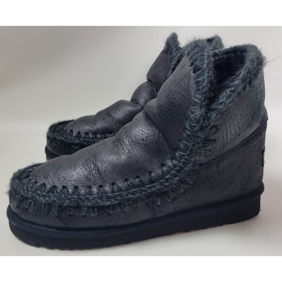 Mou Mens Black Sheepskin Ankle Eskimo Boots Sz 42 / US 9 ? - Picture 5 of 14